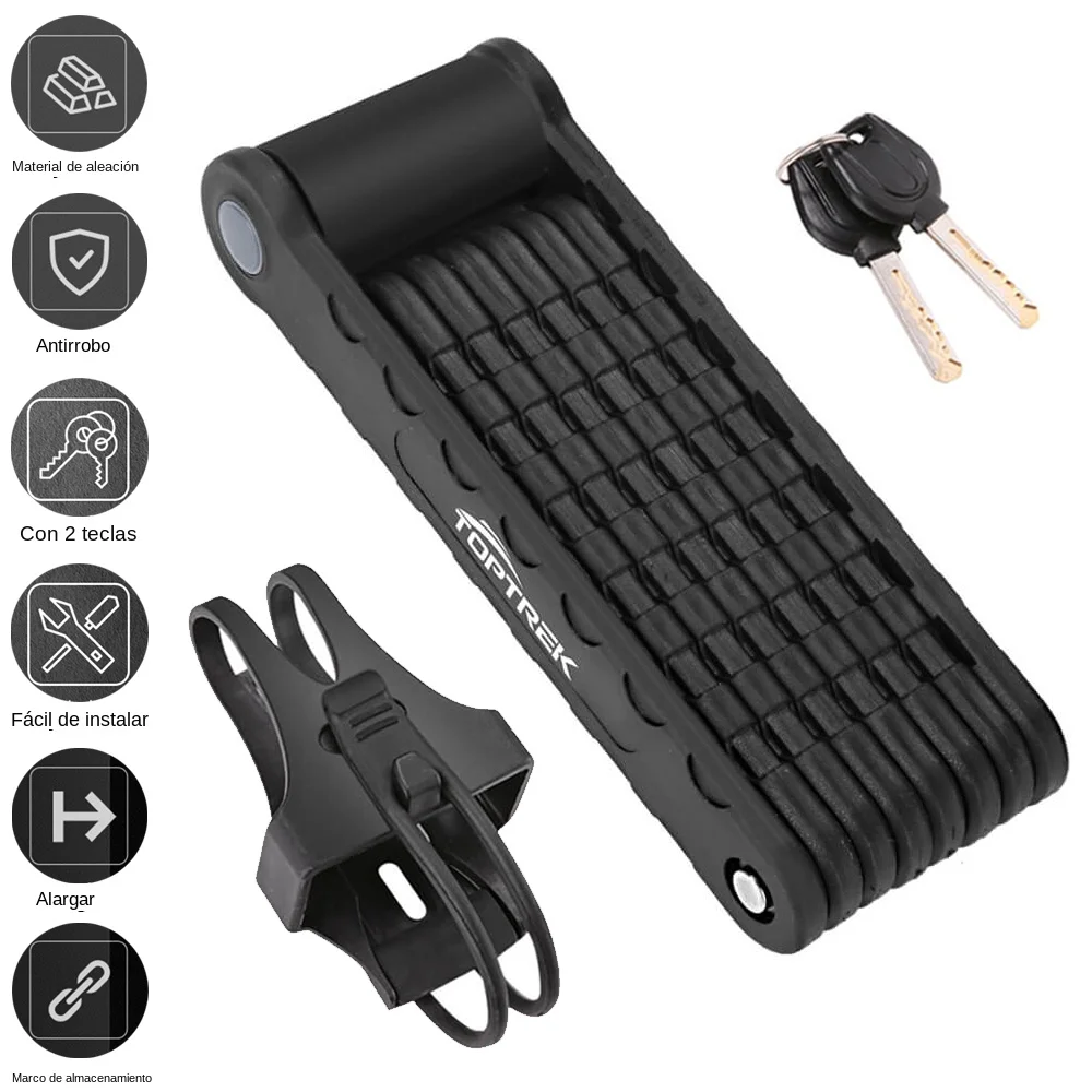 Toptrek-candado plegable para bicicleta, candado plegable de alta seguridad para patinete eléctrico, accesorios para bicicleta eléctrica