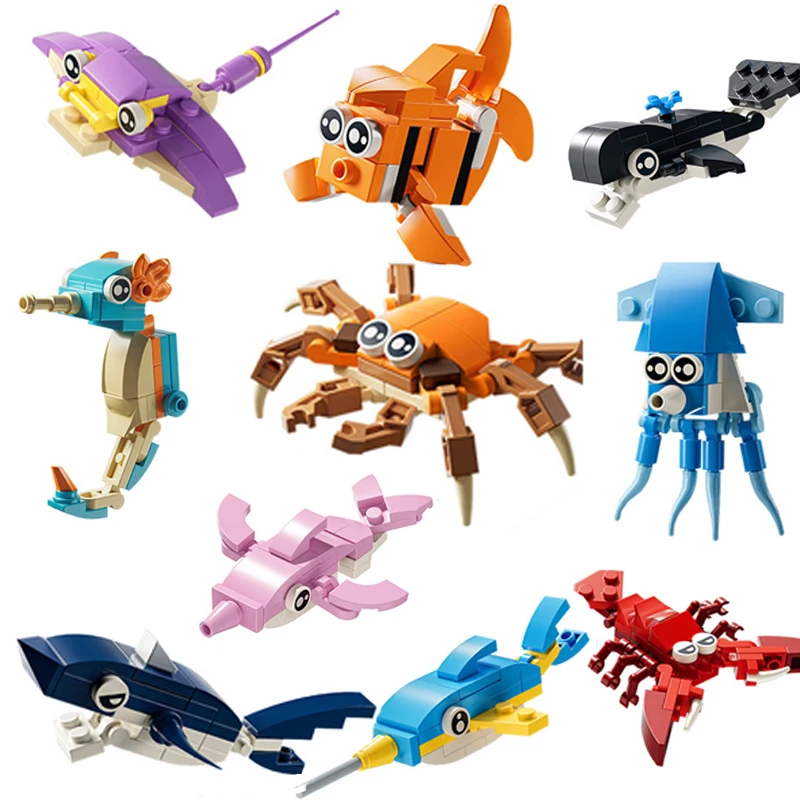 

Океанский парк животных мультфильм бабочка динозавр модель насекомых строительные блоки черепаха город строительные кирпичи игрушки для детей