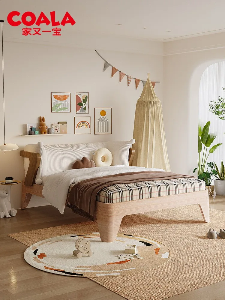 Cama de madera maciza para niños, 1-5 metros, cama para niños, cama de princesa para niñas, cama individual, 1-2 metros, cama para niños, todo sólido