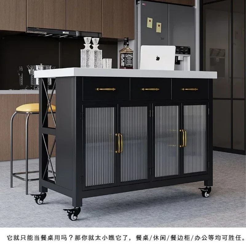 Movable mid-island counter, separate cooking, side table, small apartment, kitchen bar partition