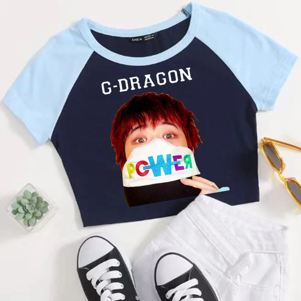 G Dragon POWER  Crop Tops T-Shirt Women Girls Fashion Shirt