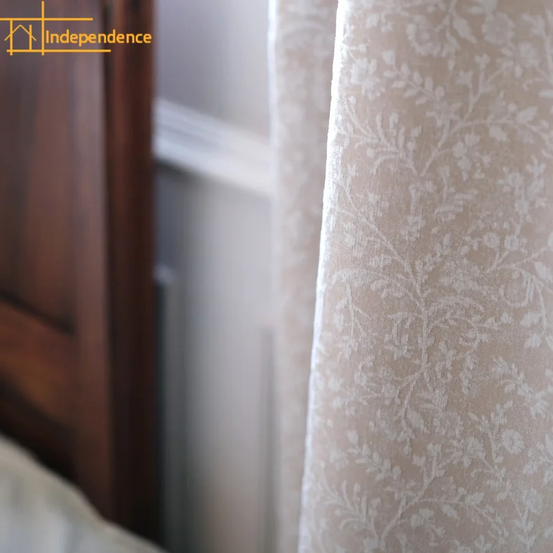 

Light Rice Color Jacquard Thickened Blackout Curtains for Living Room Bedroom French Window Balcony Customized Products
