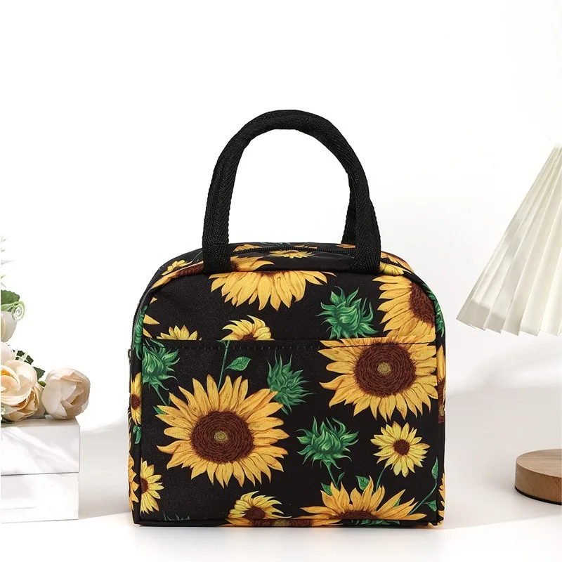 Sunflower Vintage Lunch Bag Insulated Leakproof Lunch Box Bag for Women Men Large Capacity Thermal Cooler Bag Travel Daily Use