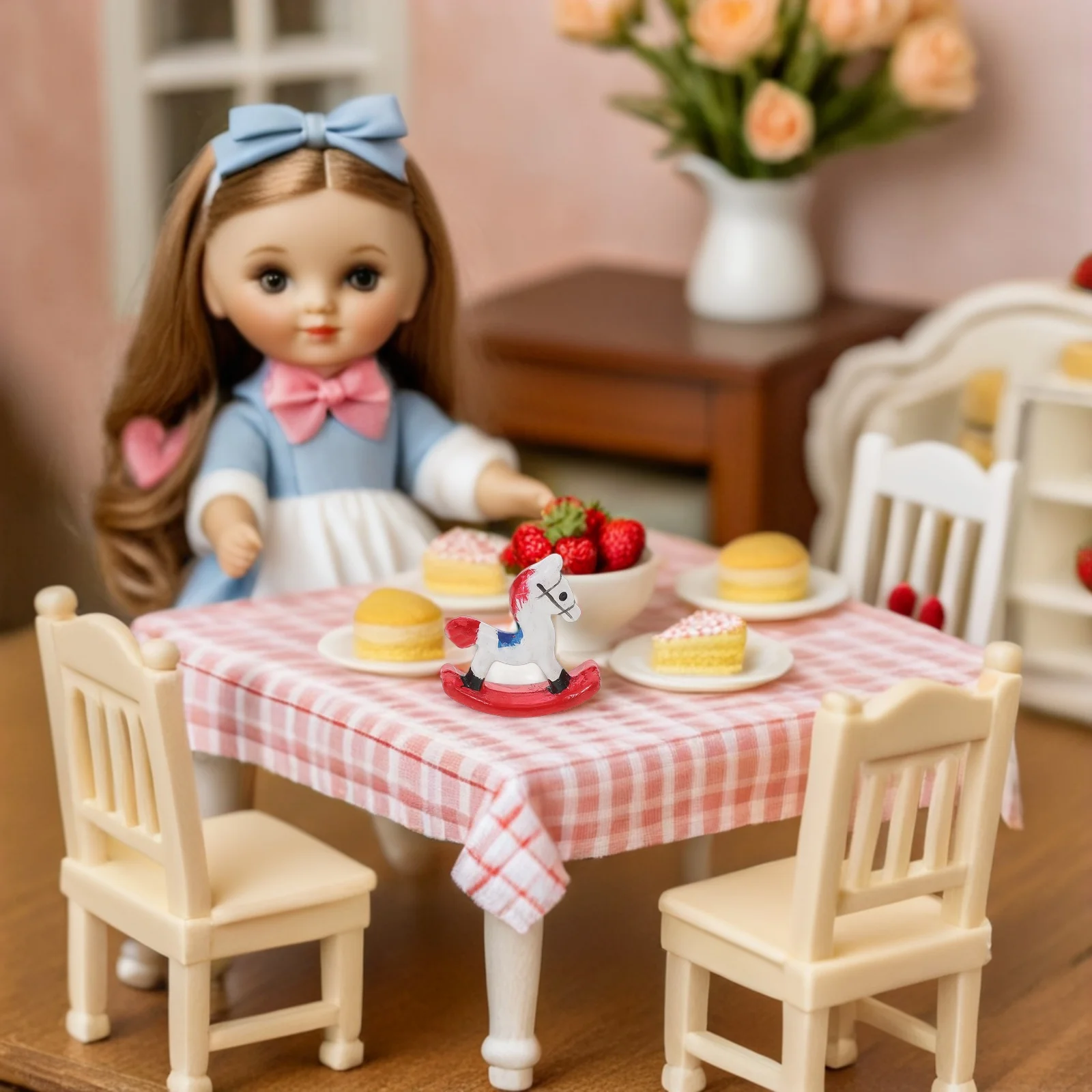 

Miniature Rocking Chair 1:12 Scale Realistic Detail Metal Crafted for Child Room Decoration Educational Roleplay Mini Furniture