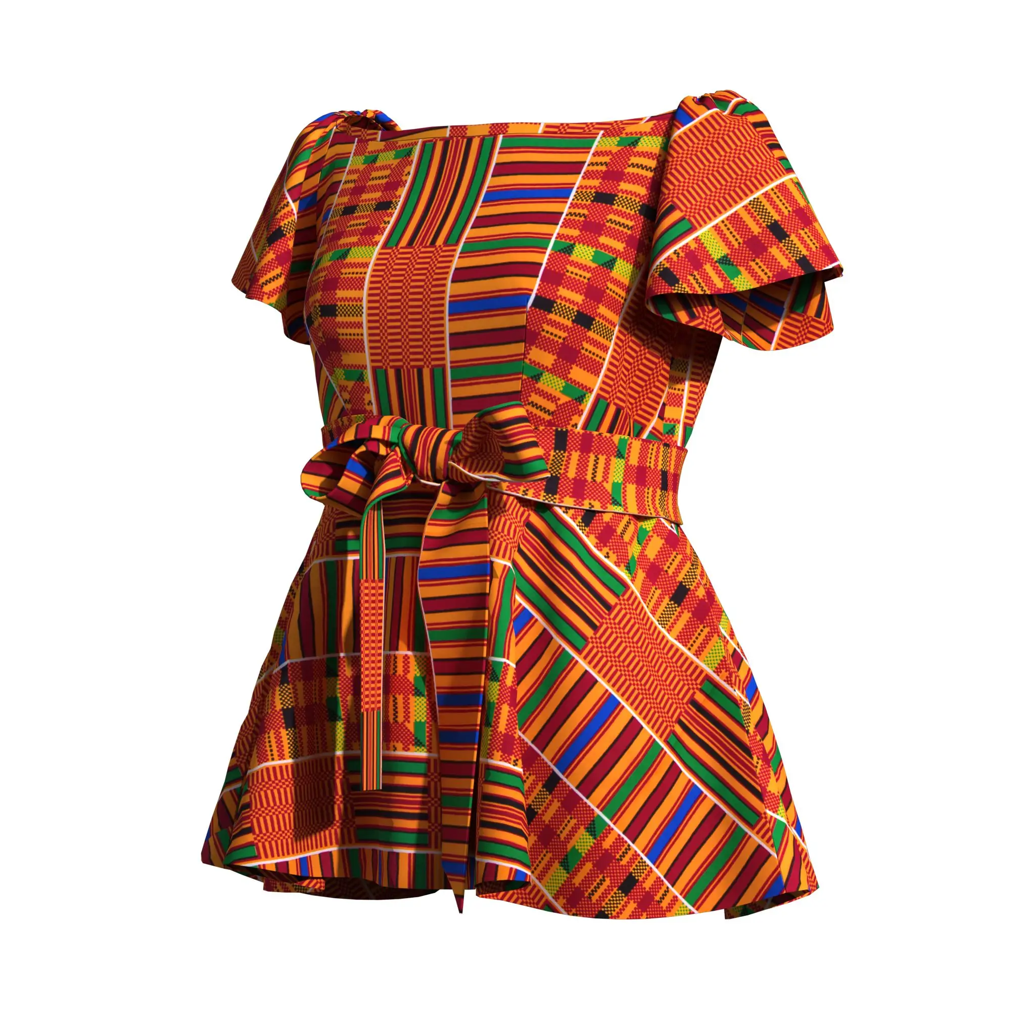 African Print Top for Women Ankara Flare Sleeve Blouse with Belt Casual African Ethnic Shirt for Daily Wear Party WY8275
