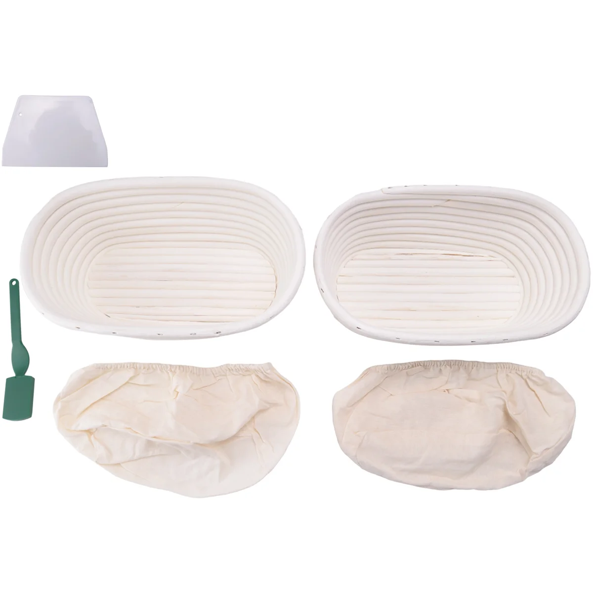 Banneton Proofing Basket Set - Artisan Sourdough Bread Bakery Basket,Dough Scraper/Cutter & Brotform Cloth Liner