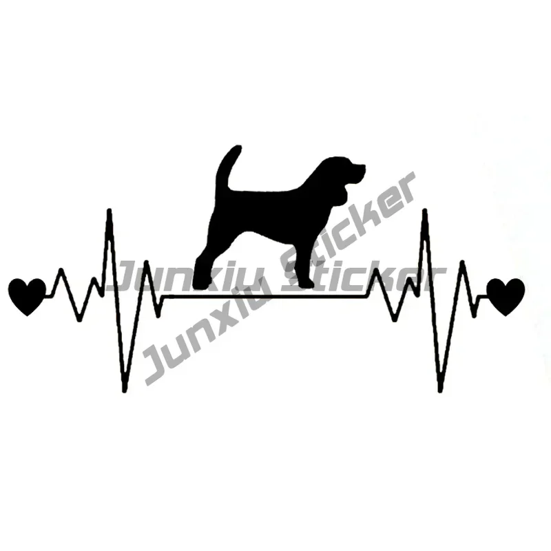 Fashion Cute Beagle Dog Heartbeat Lifeline PVC Black White Car Sticker