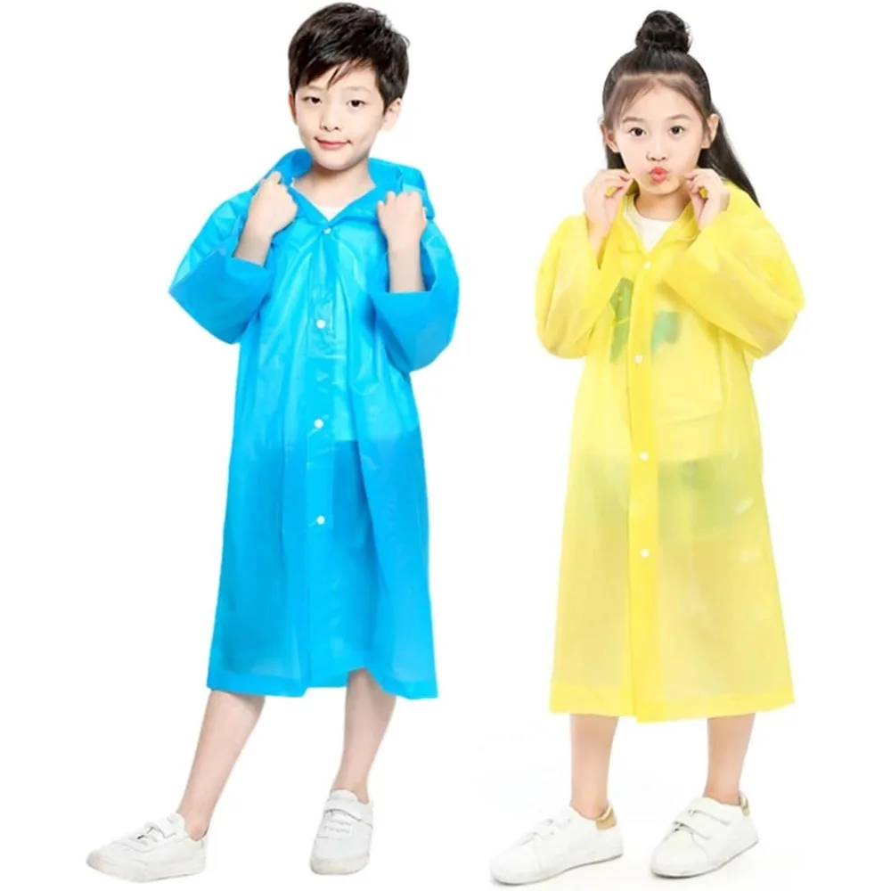 

Дождевые пончо для детей, комплект из 2 плащей многоразовых, куртки с капюшоном и рукавами, легкие для девочек и мальчиков