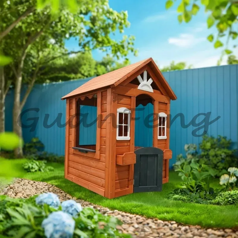 Wooden Kids Cubby Playhouse Outdoor Children Role‑Play House for Backyard Garden Kindergarten School
