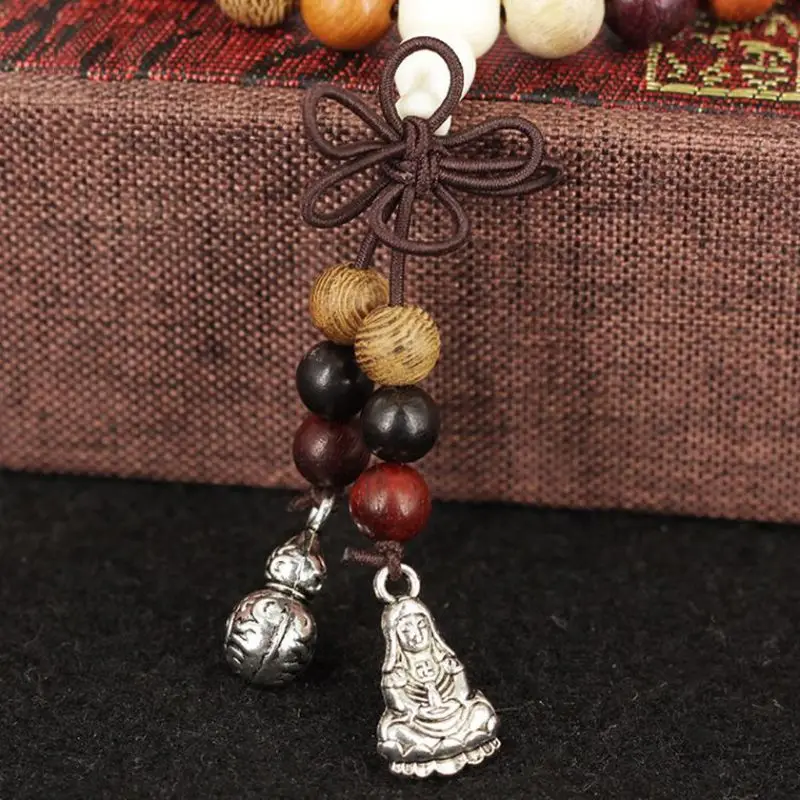 Fashion 108 Color Beads Pendant Necklace 8mm Rosewood Bracelet Buddhist Prayer Jewellery for Family Elders Surprise Gift