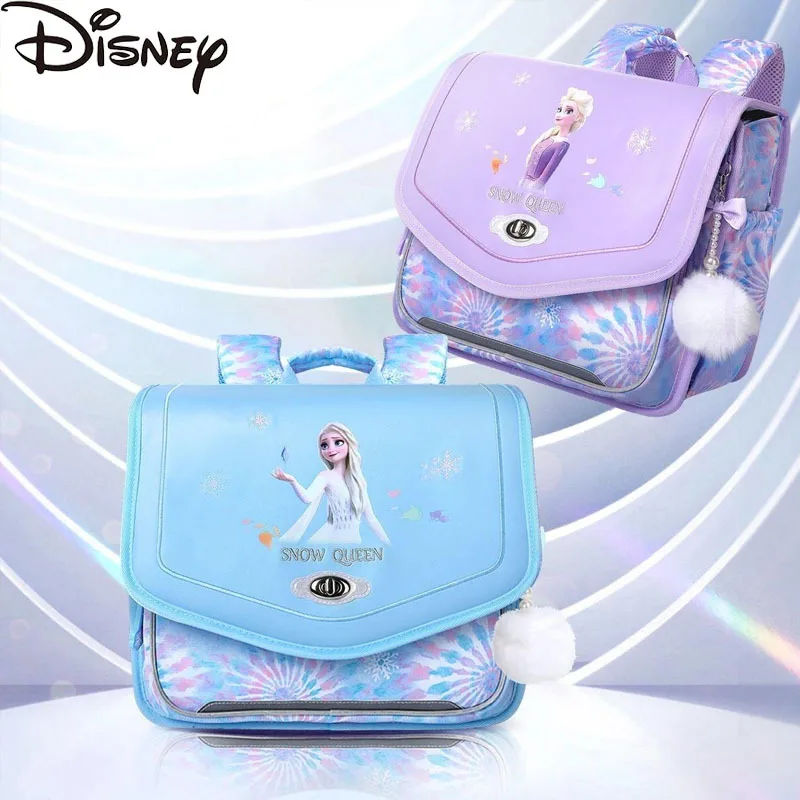 Disney Anime Backpack Frozen 1-3 Grade Elementary School Backpacks Large Capacity Bag Waterproof Travel Bags School Stationery