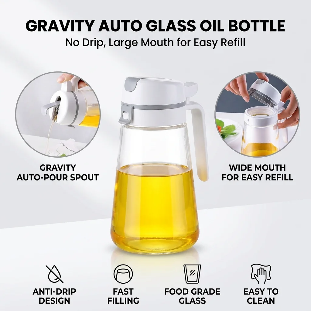 

29oz Leakproof Glass Oil Bottle Dispenser Olives Oil Storage Containers Seasoning Spice Kitchens Accessories 850ML Oil Bottle