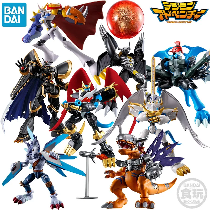 

In Stock Bandai Genuine SHODO Digimon Adventure Omegamon Black War Greymon Metal Greymon Anime Character for Christmas Gift