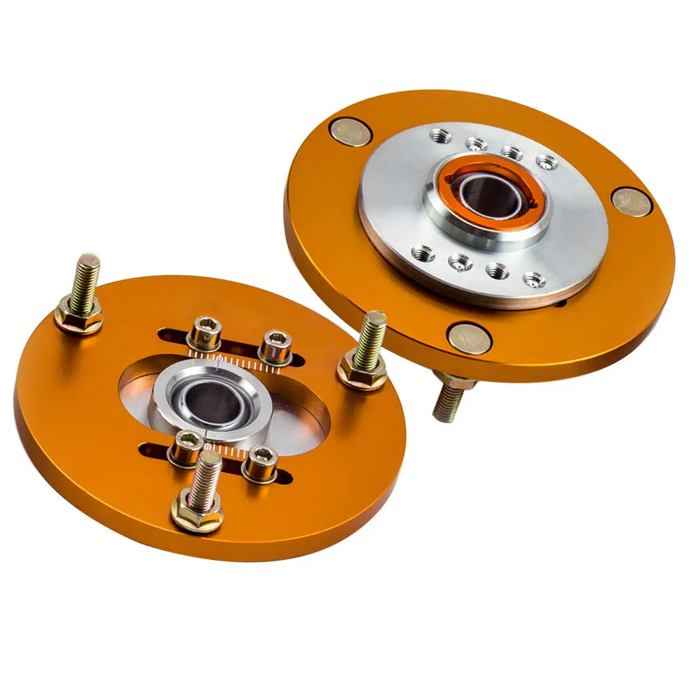 2er-Pack Vordere Gewindefahrwerks-Camberplatten Top-Mounts für BMW E36 3er Serie Goldfarben – Detail 1