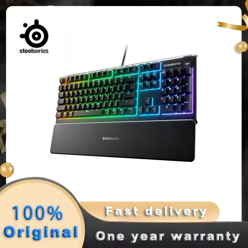 New original SteelSeries Apex 3 RGB Wired Gaming Keyboard 10-Zone RGB Illumination Water Resistant  Premium Magnetic Wrist Rest