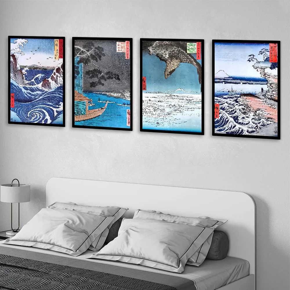 1 قطعة نمط Ukiyo-e الياباني الرجعية عالية الجودة طباعة ملصق مقاوم للماء جدار الفن الفيلم الملصقات لغرفة المعيشة غرفة الرجعية ديكور #5