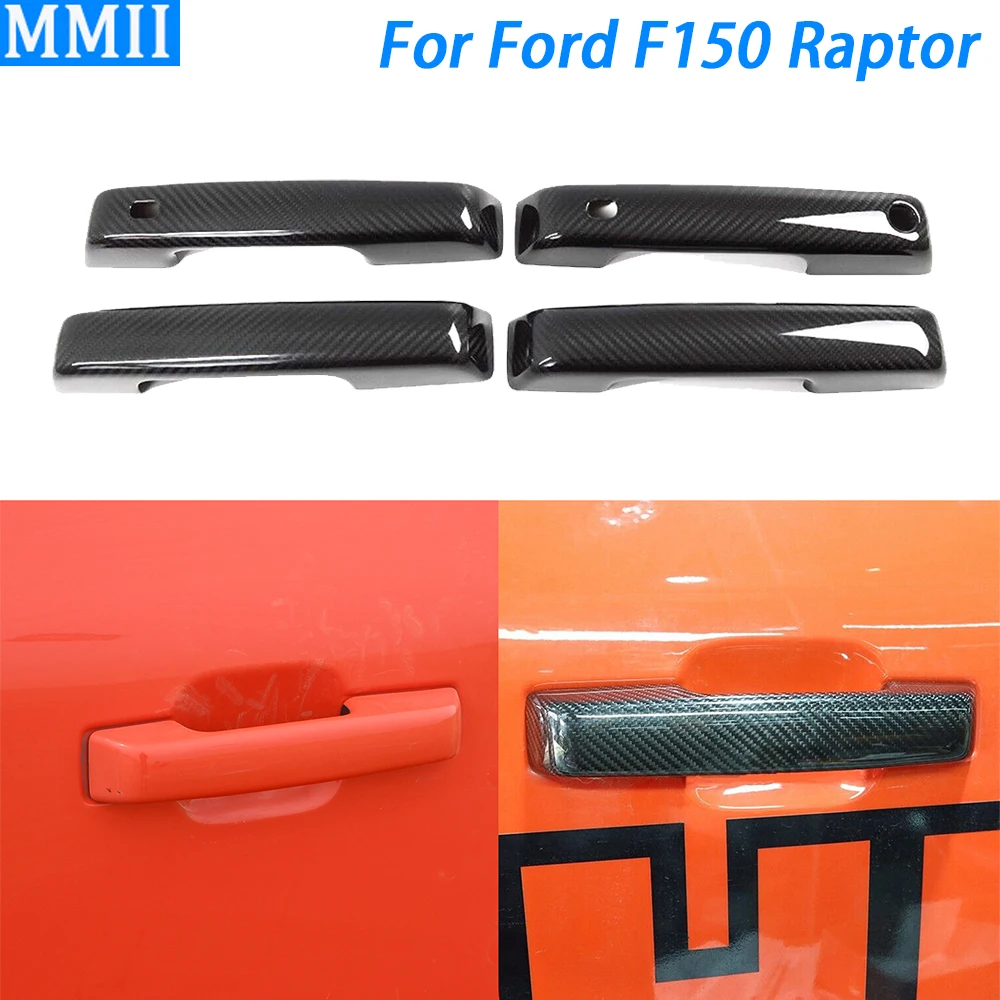 For Ford F150 Raptor 2021-2024 Real Dry Carbon Fiber Exterior Door Handle Panel Cover Decorative Car Retrofitting Accessories