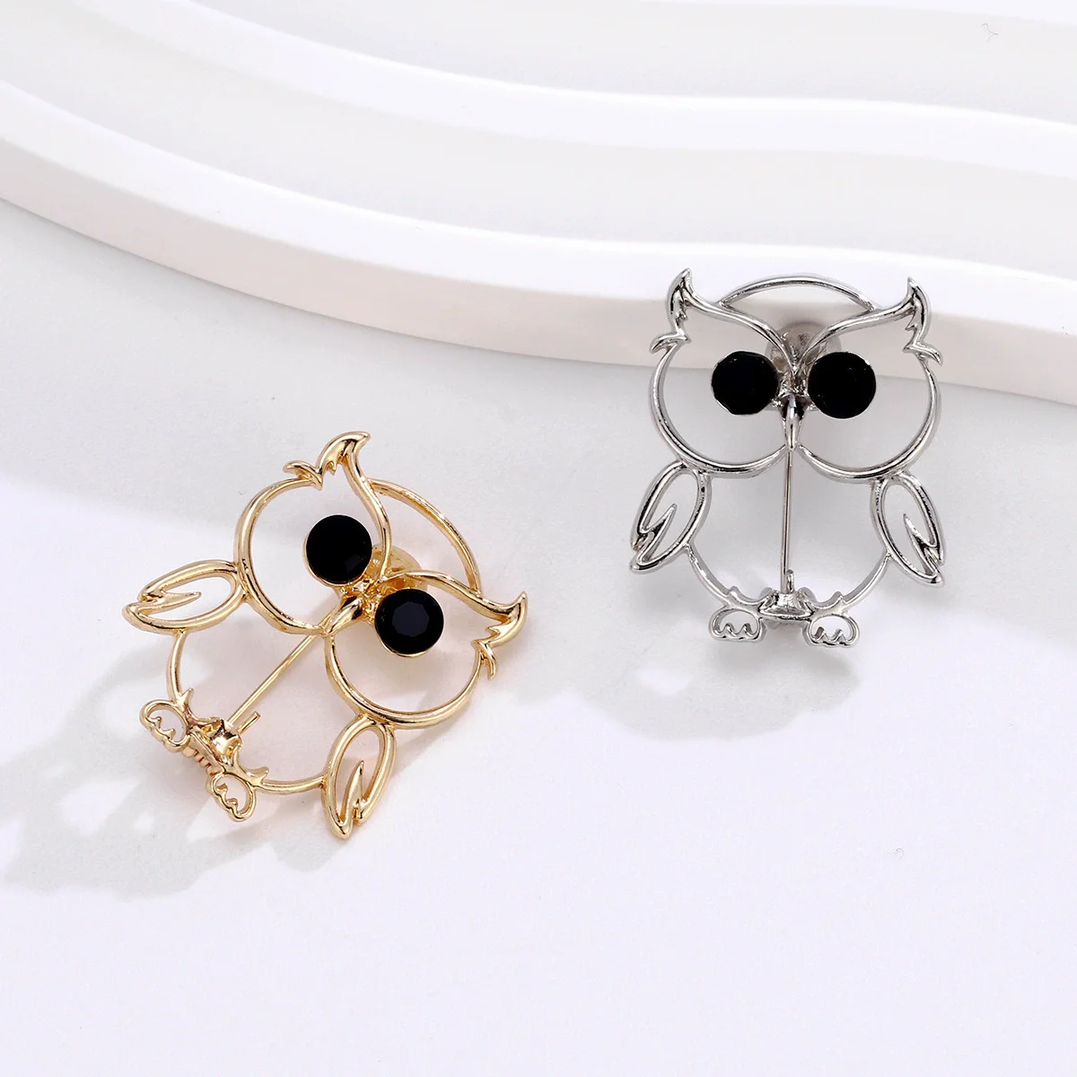 Rhinestone Owl Brooches for Women Unisex Cat's Eye Stone Animal Pins Office Party Funny Luxury Friend Gifts Jewelry Accessories