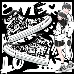 Amy and Michael Cute Teenagers High Top Sneakers Girls Students Flat Casual Graffiti Canvas Shoes Fashion Woman Vulcanize Shoes