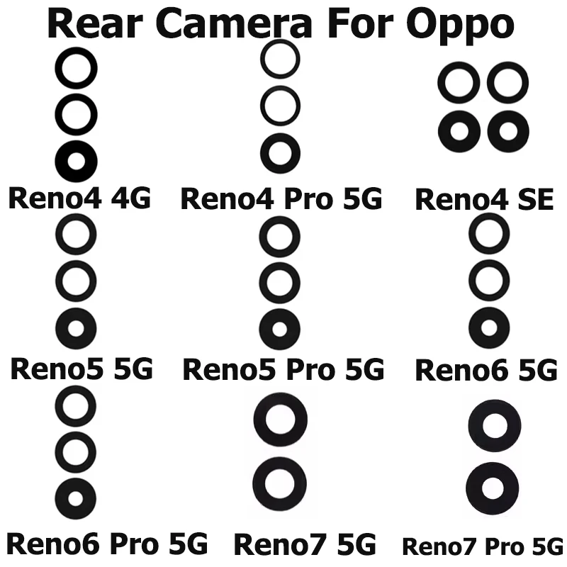 

Новинка для Oppo Reno 7 6 5 4 3 Reno7 Reno6 Reno5 Reno4 Pro SE 4G фотокамера Задняя стеклянная линза детали для ремонта