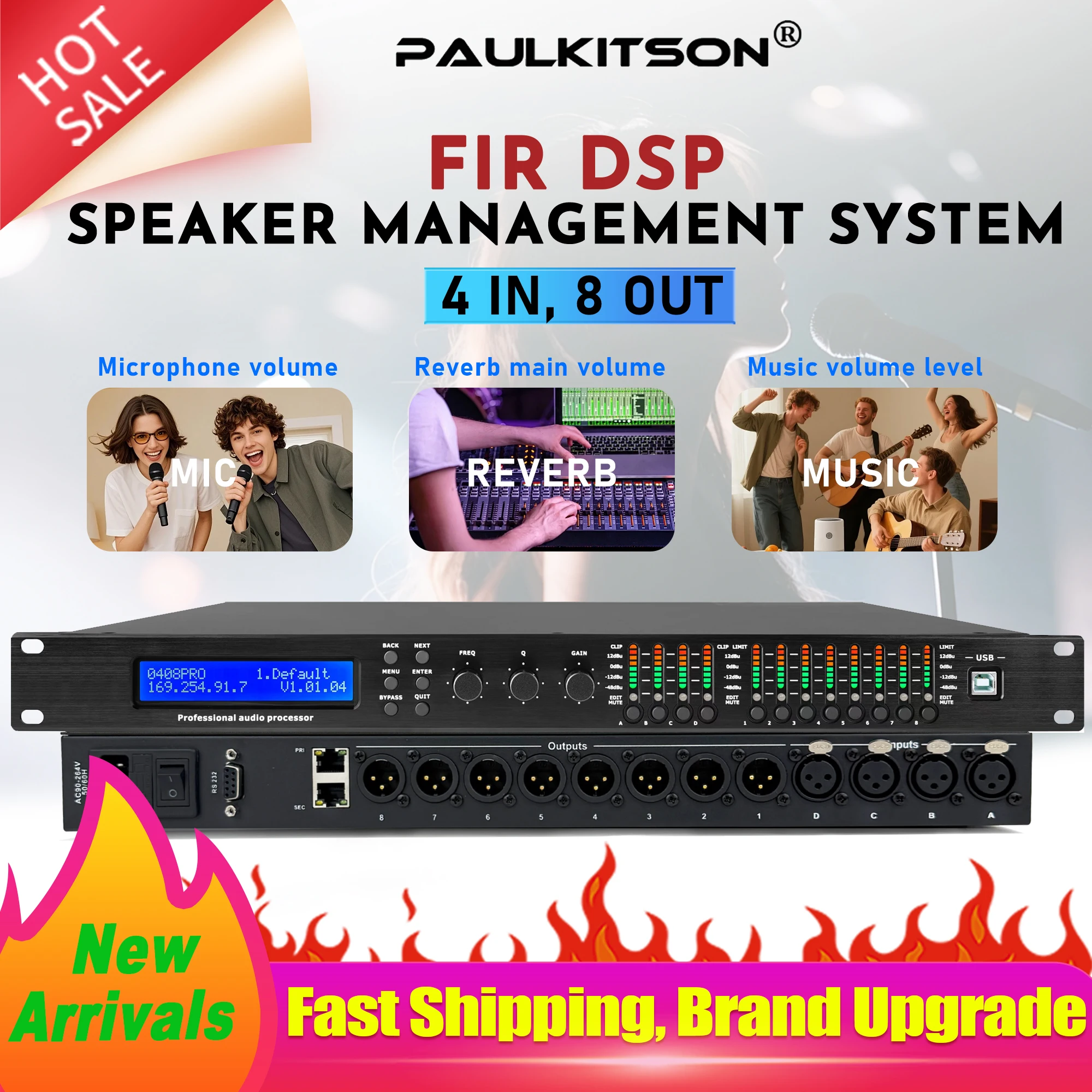 Paulkitson PX48 Digital Audio Processor DriverRack 4In 8Out 96K DSP FIR Speaker Management System