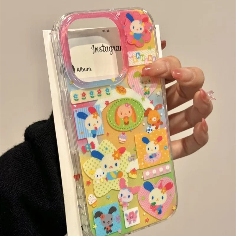 Magnetische Farbspleiß-Handyhülle mit Ohrhasen-Design und drehbarem Magnetständer für iPhone 11 12 13 14 15 16 17 18 Pro Max – Detail 3