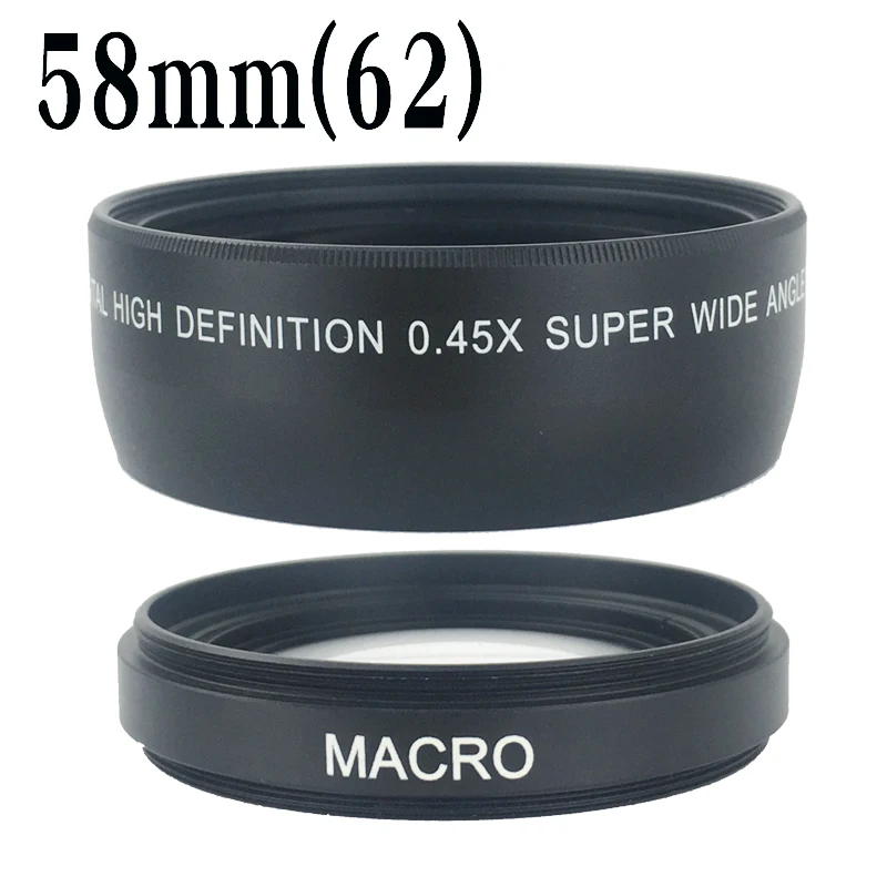 58MM 0.45x Wide Angle with Macro Lens Wide-Angle Lente for Canon Nikon EOS 350D/ 400D/ 450D/ 500D/ 1000D/ 550D/ 600D/ 1100D