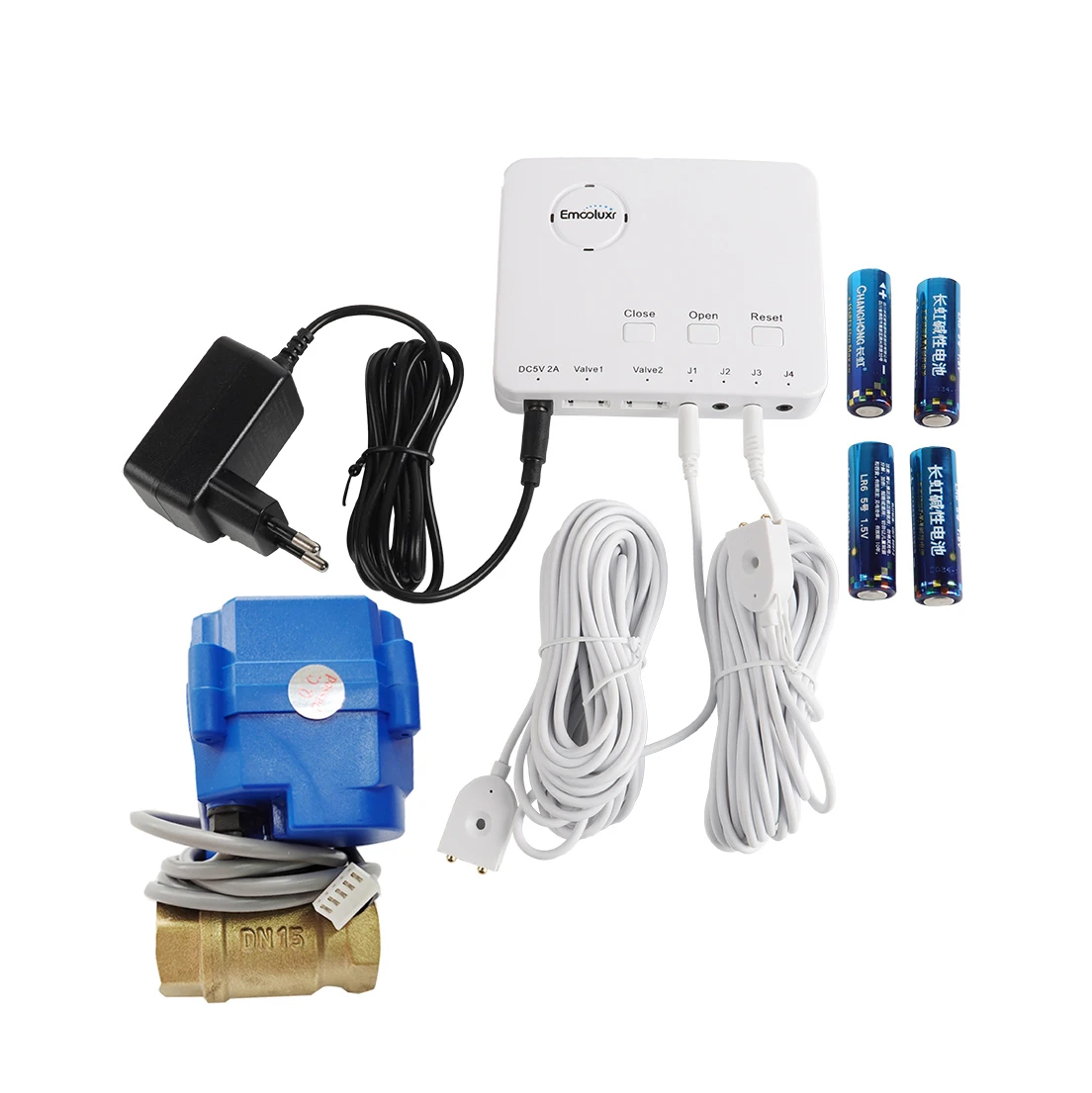 

Fast Response Loud Alarm Water Leakage System 1/2" 3/4" 1" Auto Shut off Valve and 6-M Water Sensor for Home Factory Leaks