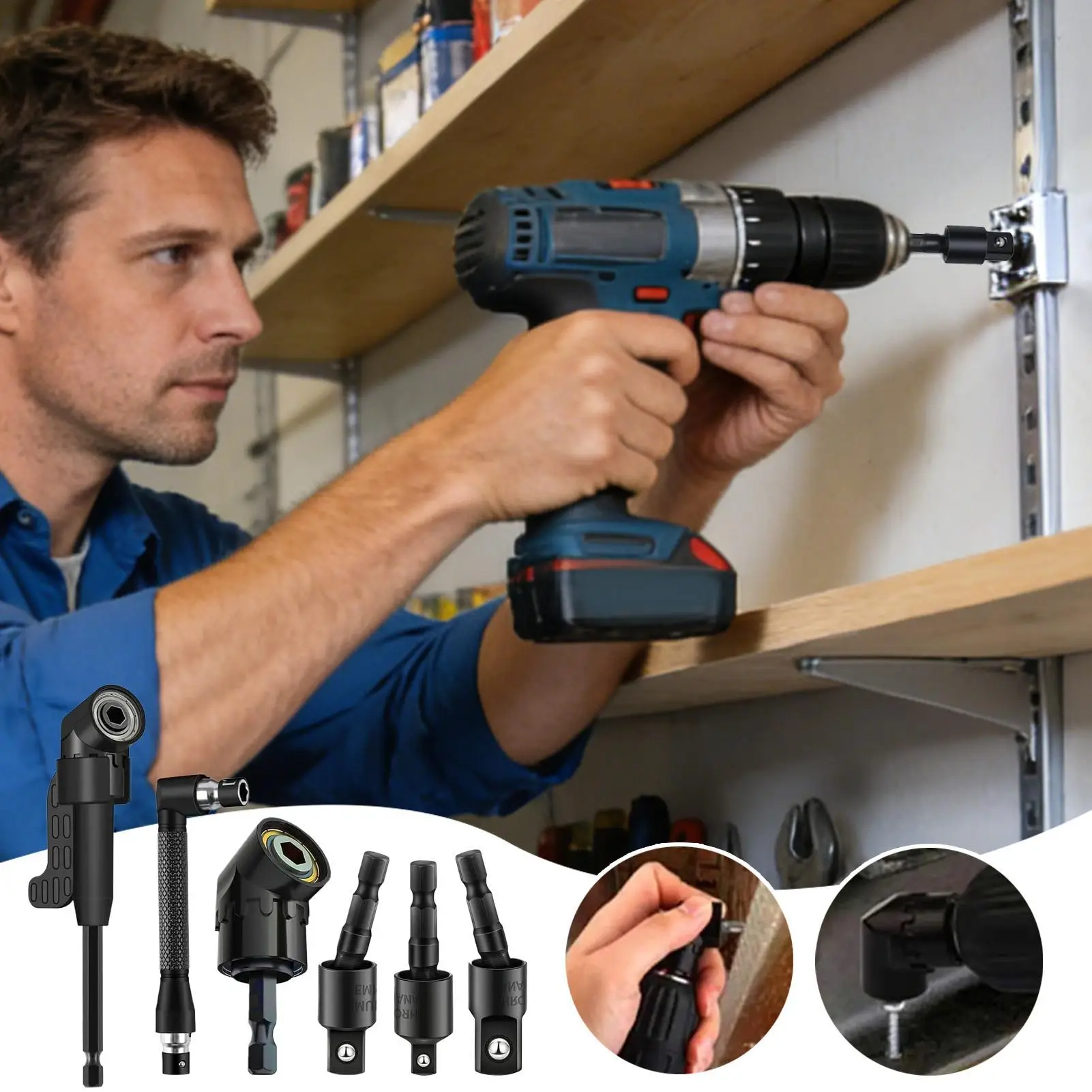 

Гибкий удлинитель сверла, нескользящая прямоугольная насадка, комплект из 6 предметов, гибкий удлинитель отвертки для любителей DIY