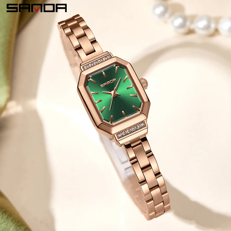 SANDA 1127 Fashion Leather Women\'s Watches Creative Dial Rose Gold Ladies Bracelet Watch Female High Quality Quartz Wristwatches