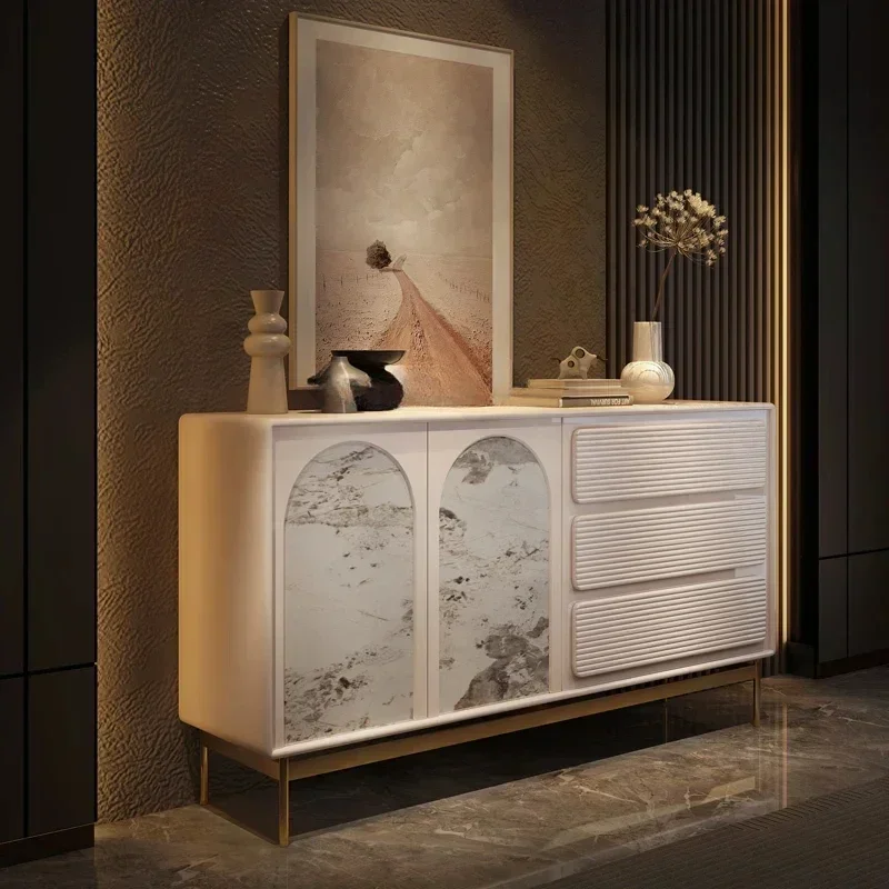 Italian Light Luxury Villa Living Room French Cream Style Art Storage Home Entrance Cabinet