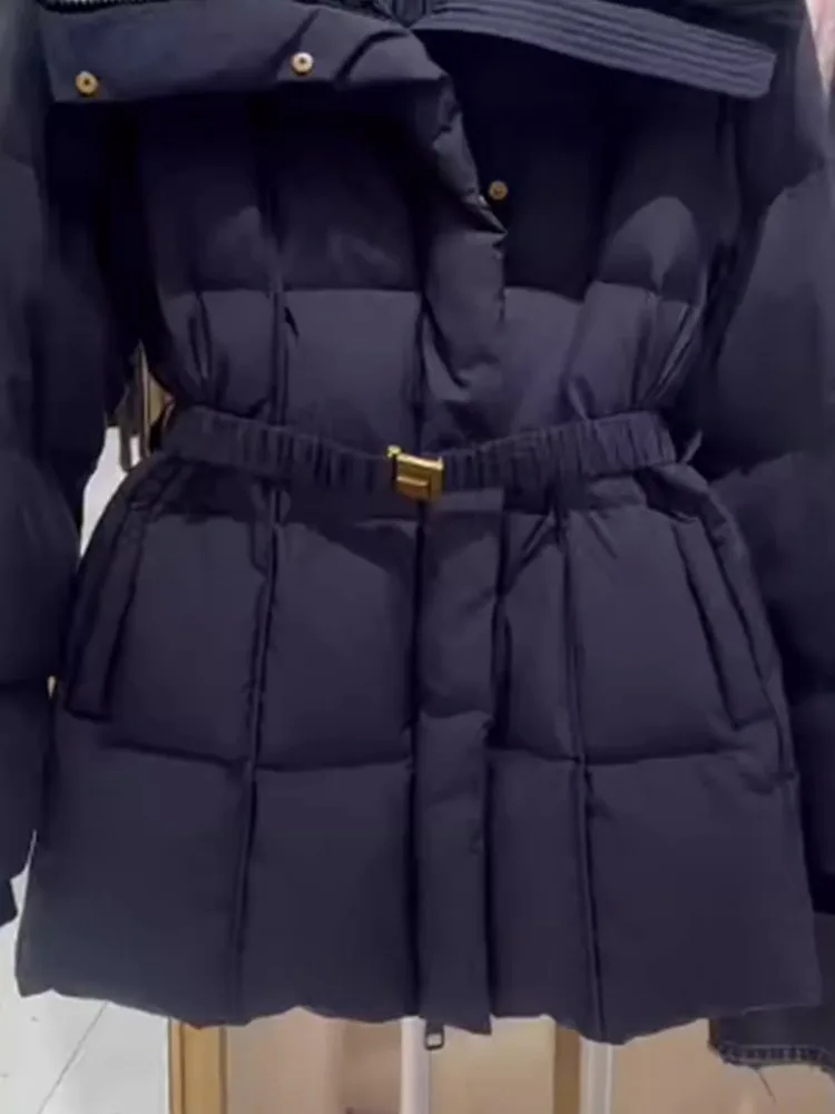 Sli Coreano Sle k Colletto blu di media lunghezza giù Jaet 2025 Nuovo inverno Cappotto capispalla di fascia alta di piccole dimensioni