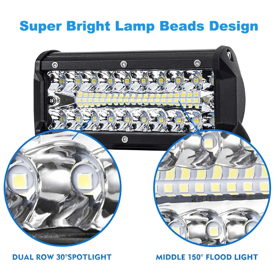 

New 7 inch 120W LED light bar three rows of 7 inch work light, signal light