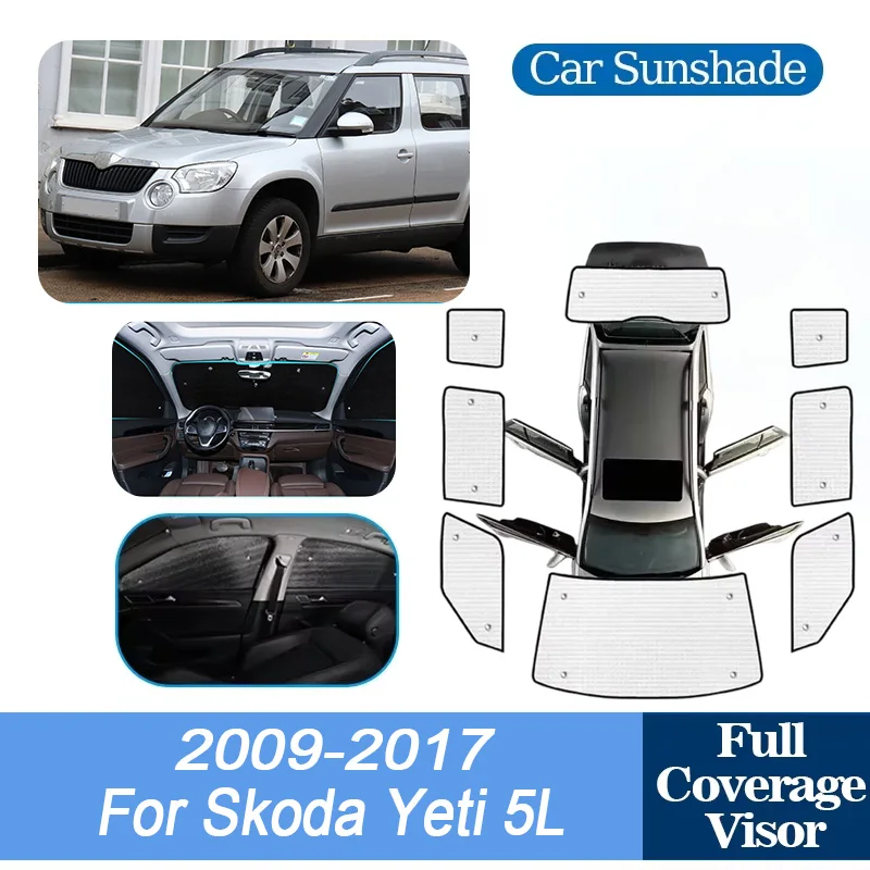 For Skoda Yeti 5L Accessories 2009-2017 2010 2011 2012 2013 Car Window Cover Aluminum Foil SunShade UV Protector Auto Accesorios