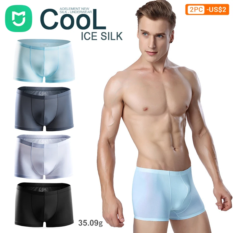 New MIJIA Summer Men's Ice Silk Seamless Underwear Sexy Men's Boxer Shorts Men's Ultra-thin Breathable Underwear Boxer Briefs