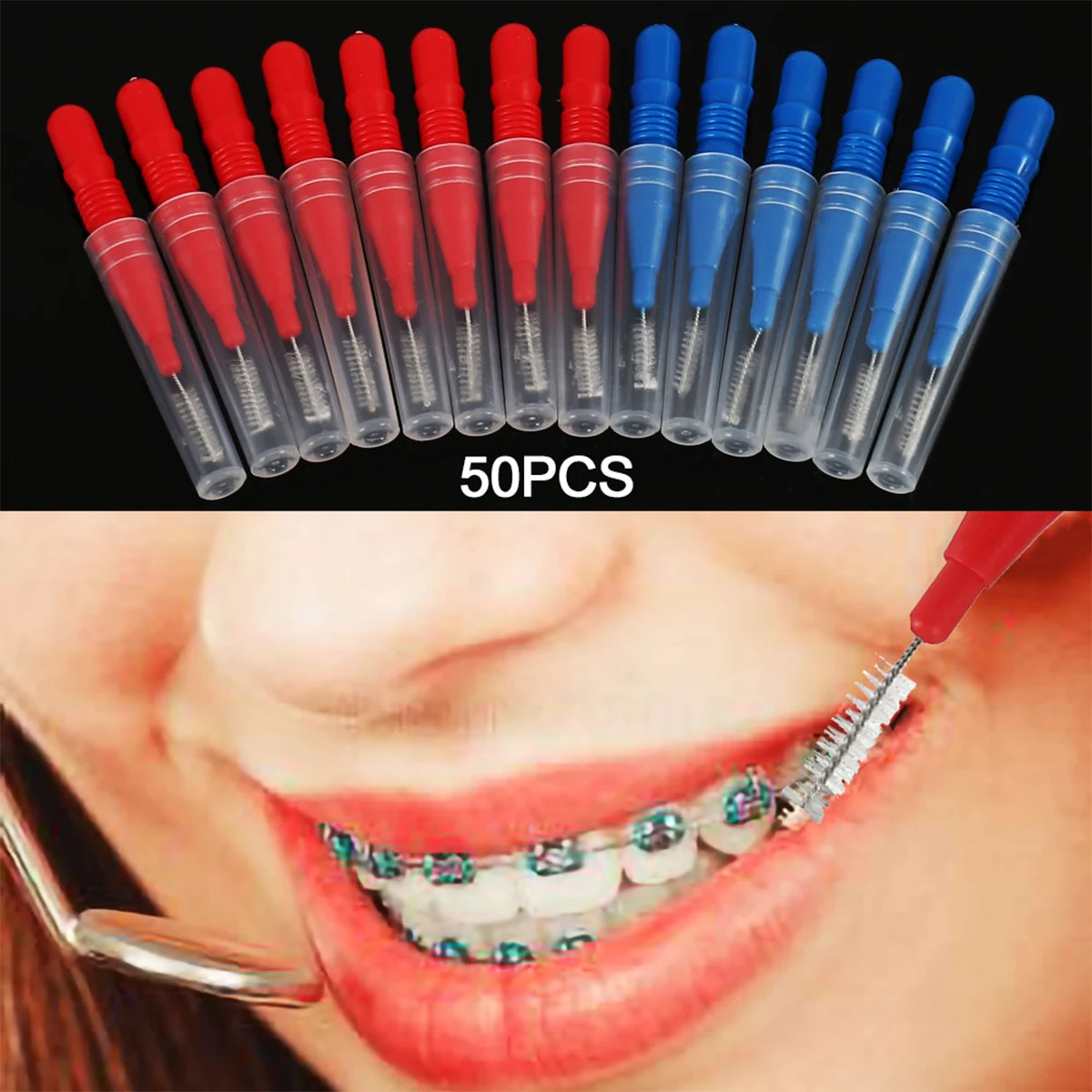 50Pcs Soft Dental Oral Floss Clean Brushes Between Interdental Teeth Care Tool Comfortable Cleaning interdental Brushes