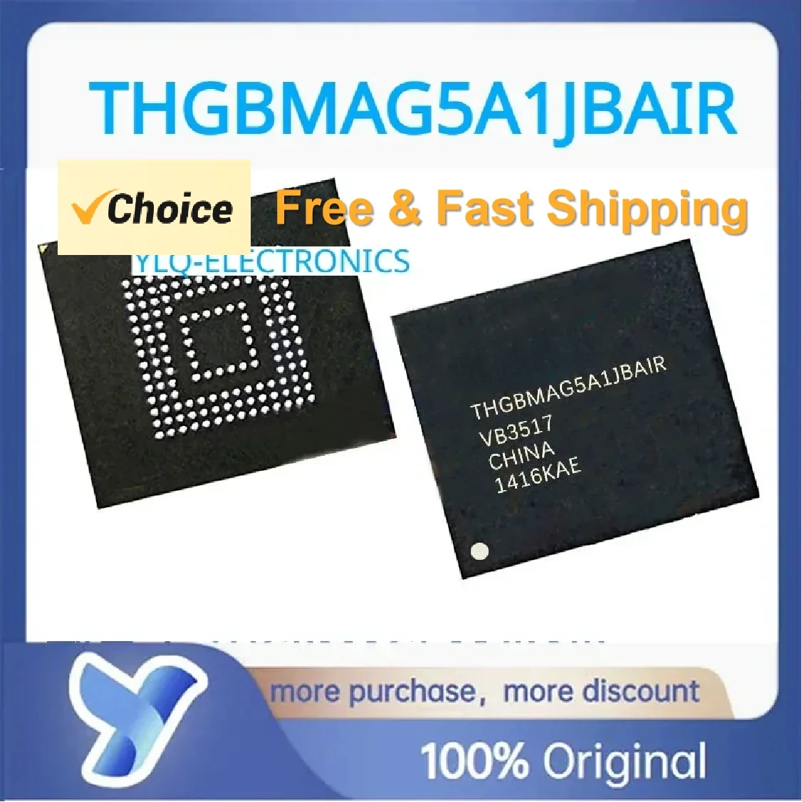 Original New THGBMAG5A1JBAIR 4GB EMMC BGA THGBMAG5A1JBA1R 153BGA NAND Flash Serial e-MMC Integrated Circuit Chip