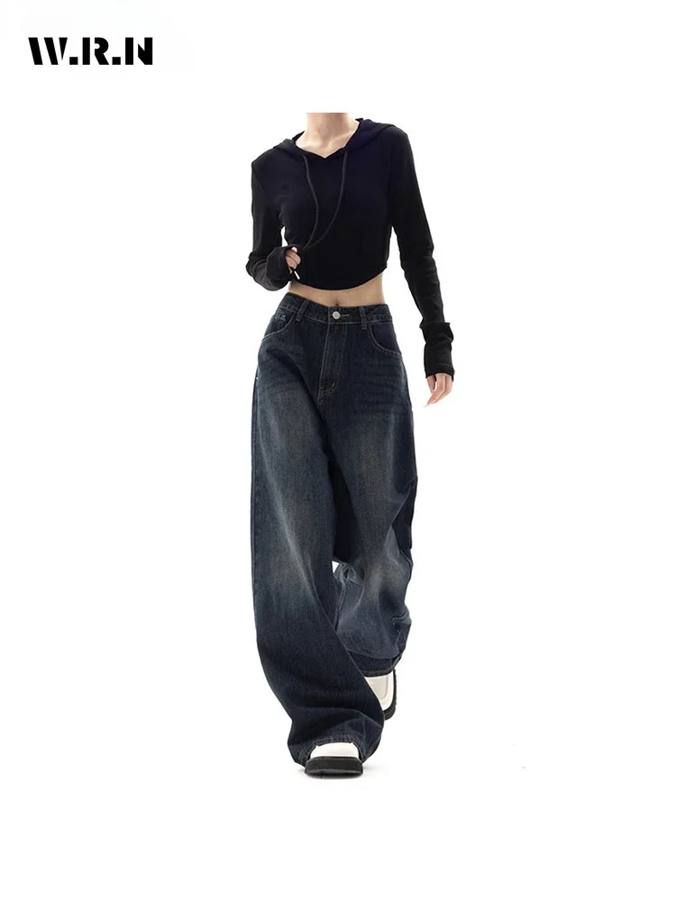 Y2K Vintage High Waist Harajuku Loose Jeans Pants Korean Fashion Women\'s Grunge Wide Leg Oversized Denim Trouser Female Clothes