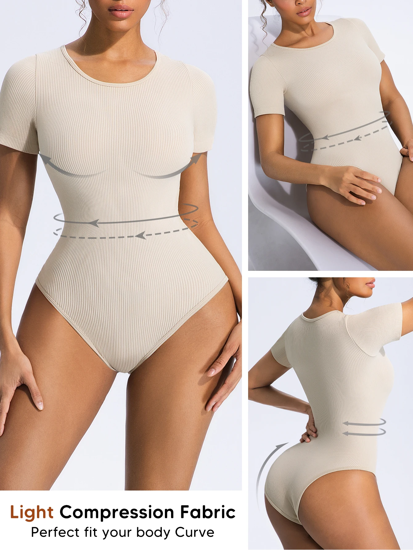 Damen-Bodys, kurzärmelig, Rundhalsausschnitt, schmale Passform, lässige Oberteile, gerippter Strick, weiche Basic-T-Shirts, trendige Outfits