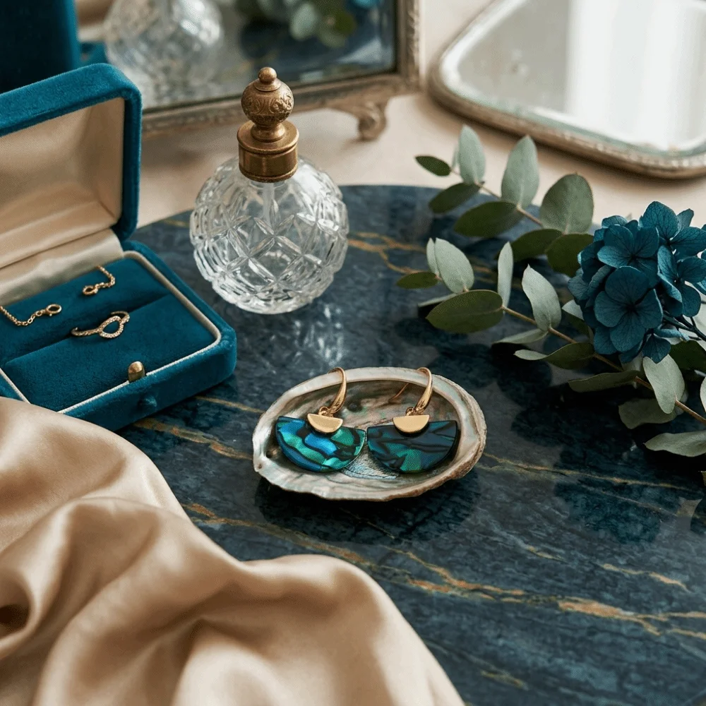 Temperament Colorful Fan-shaped Earrings Exaggerated Geometric Chinese Style Earrings Smudging Vintage Earrings Elegant
