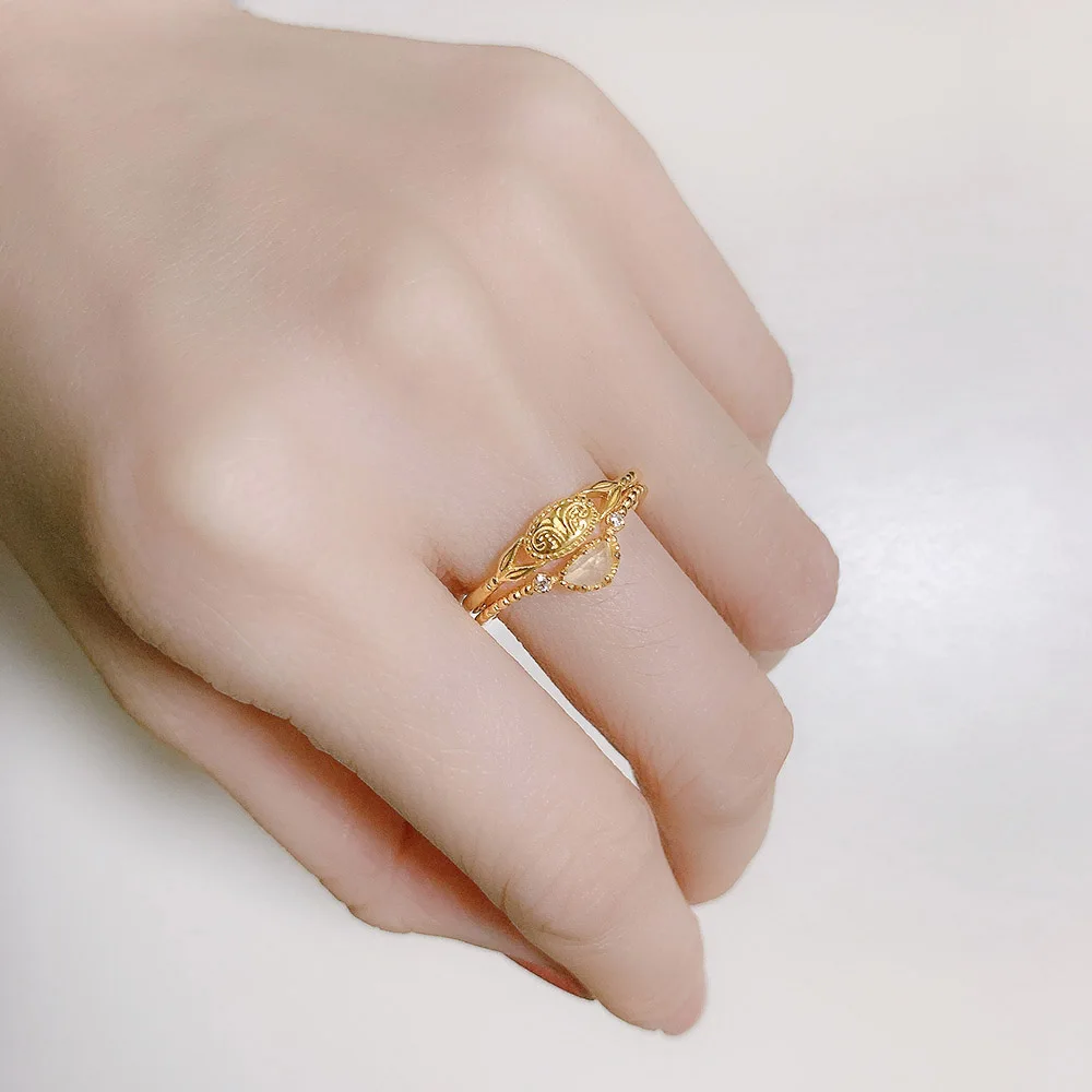 LAMOON 925 Silver Ring For Women Totem Vintage Bijou Ring Natural Moonstone Gemstone 14K Gold Plated Rings Fine Jewelry LMRI116