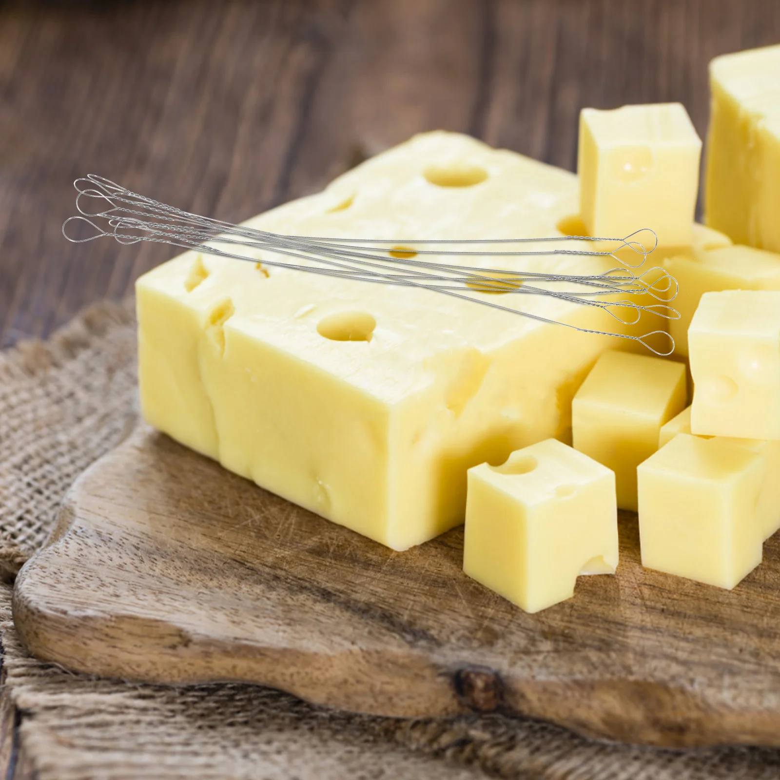 Cortador de queso de acero inoxidable, alambre elegante y para varias alimentos, rebanador de alambre para cocina casera, 10 Uds.