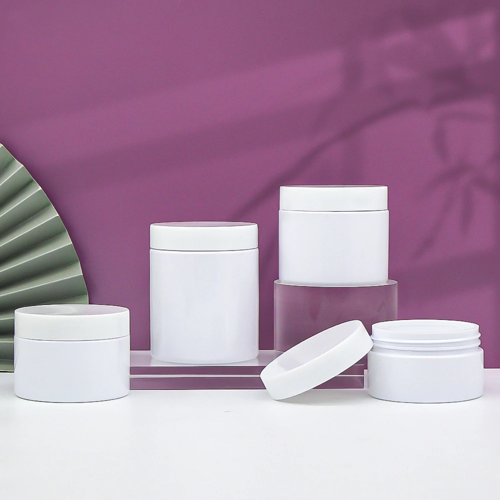 12 sztuk 50/100/150/200/250ml białe butelki wielokrotnego użytku do podróży krem do twarzy balsam pojemnik na kosmetyki plastikowy pusty słoik do makijażu Pot