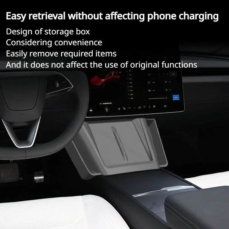 Central Control Wireless Charging Pad for Tesla Model 3+ with Side Pocket Silicone Side Storage Box New Model3 Car Accessories