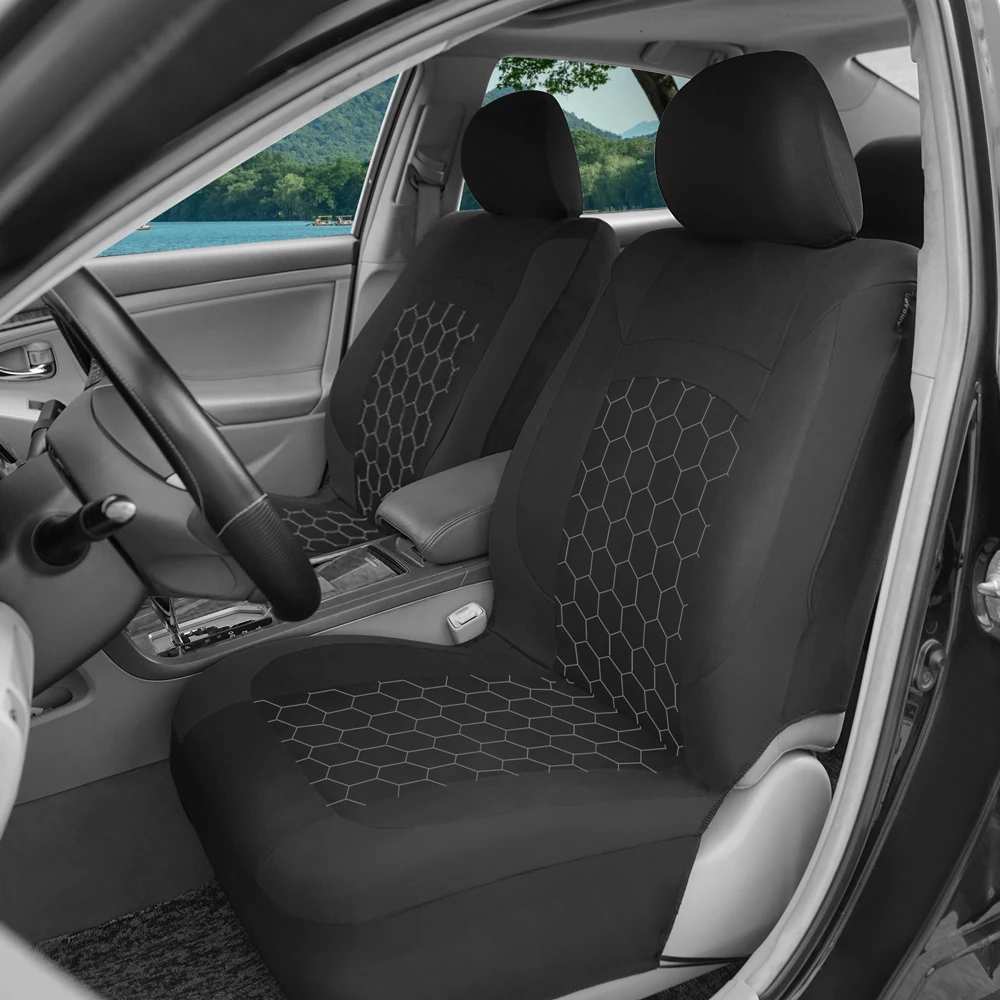AUTOKING Fußball-Stickerei-Autositzbezüge aus Polyestergewebe, Waben-Sitzbezüge, universell passend für die meisten Autos, SUVs und LKWs – Detail 6