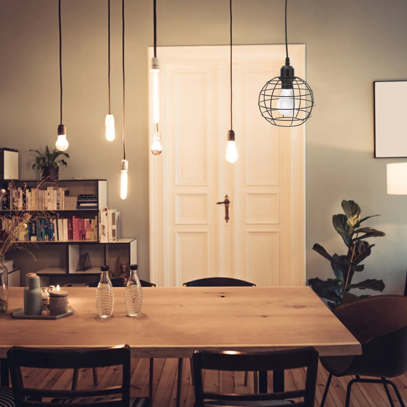 Vintage Black Iron Pendant Light Single Head Ceiling Chandelier Lantern Style Indoor Lighting for Home Restaurant