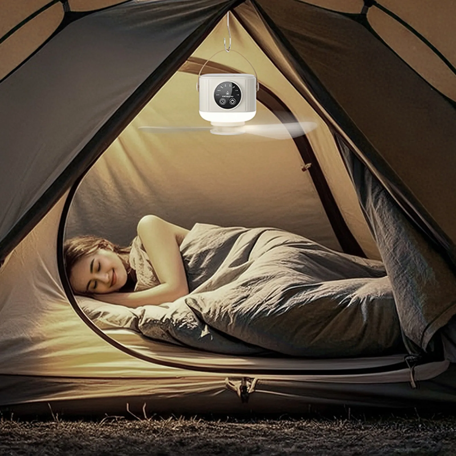 

2-in-1 Portable Camping Fan Light Usb Charging Multi Functional Ceiling Fan for Outdoor Camping Dorm Upgraded Hanging/desktop