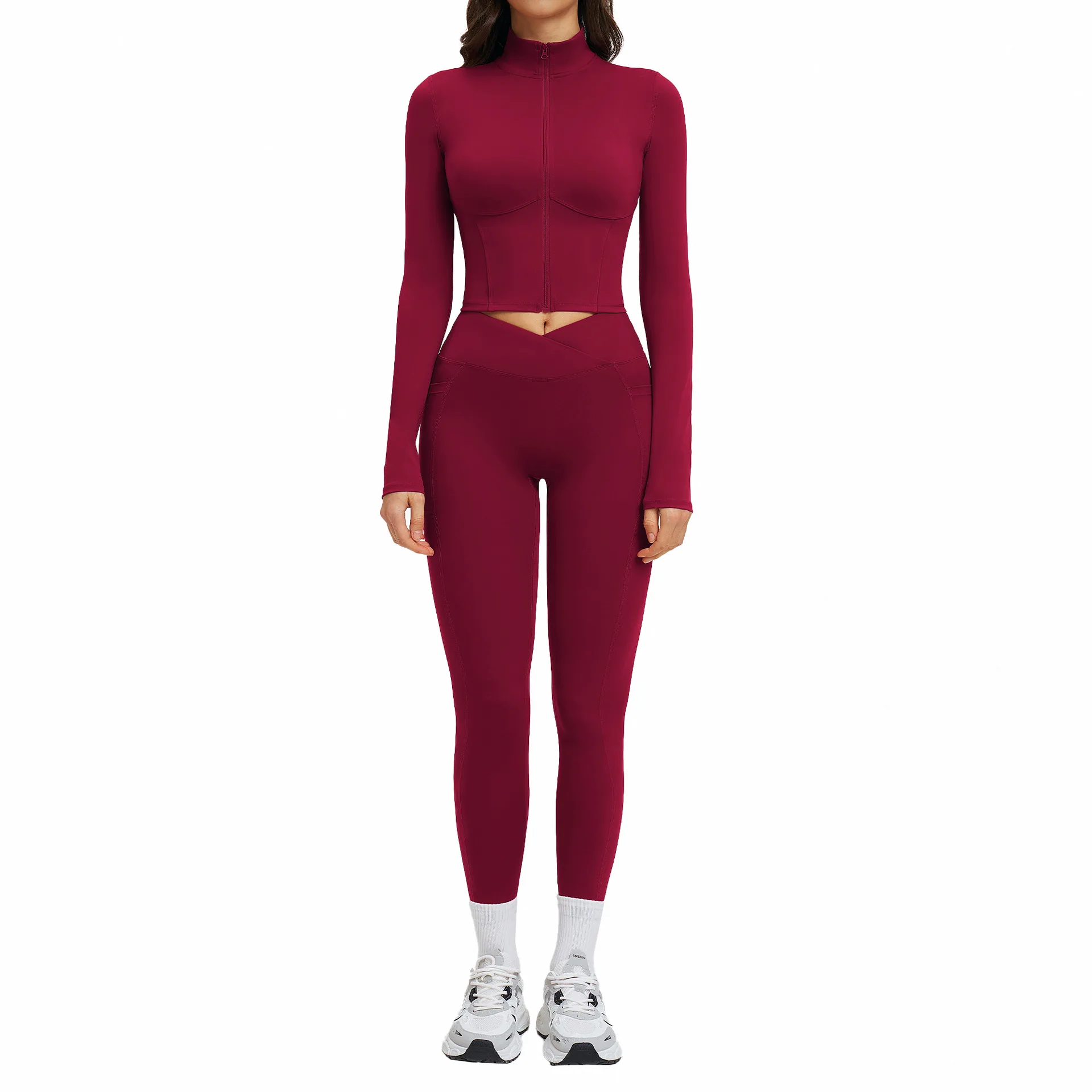 Maxdutti Naked Yoga Set Zipper Tight Sports Fitness Clothing Outdoor Running Sports Set Female New Two Piece Set Women's