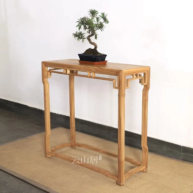 New Chinese-style solid wood strip case central hall table