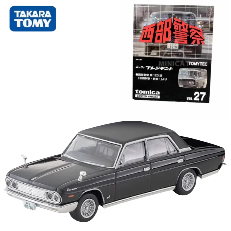 TAKARA TOMY TOMICATLV Western Police Vol.27 Nissan Nissan President Black Alloy compression shaft miniature model，boy toy